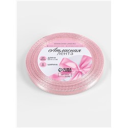 Лента атласная, с серебряным люрексом, 6 мм, 23±1 м, розовая №004
