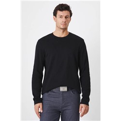 Longsleeve bawełniany męski interlock gładki kolor czarny