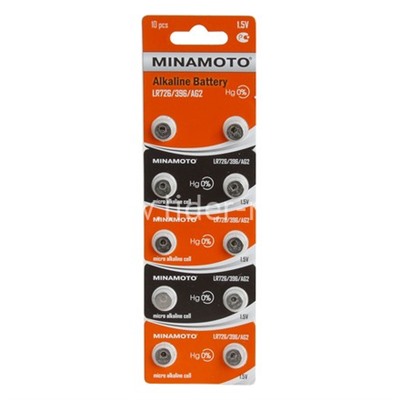 Батарейка алкалиновая MINAMOTO AG 2 LR726/10BL