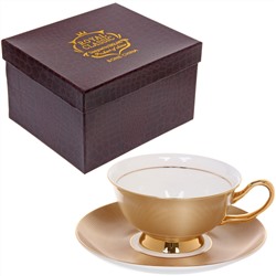 Чайная пара "Royal classic" (кружка 200мл+блюдце) Золотой узор, в подарочной коробке