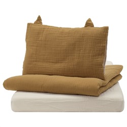 GULDVÄVARE, Babybett-Set 3-tlg., dunkelgelb/beige,, 70x140 cm