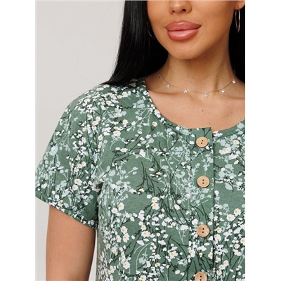 Женское платье Пл-116(К) / Зеленый (цветы)