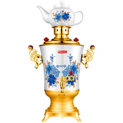 Самовар KELLI-1861 корпус из нержавеющей стали 2300Вт обьем 4,0л керамический заварник 0,9л (4) оптом