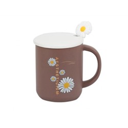 Кружка с ложкой и крышкой "Nice Daisy", кофейная 370 мл