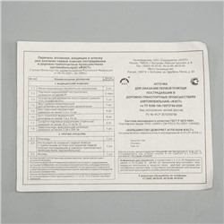 Автомобильная аптечка первой помощи «ФЭСТ», состав 2024, дорожная