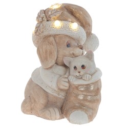 Фигурка декоративная с подсветкой "Щенок и котёнок"(3хААА,н/п) L30 W26 H40 см