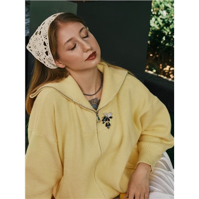 Брошь «Капель» гроздь, бело-синяя в серебре