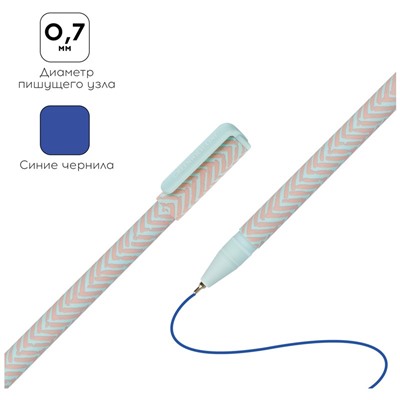 Ручка шариковая Greenwich Line "Pastel chevron" синяя, 0,7мм, игольчатый стержень, софт-тач