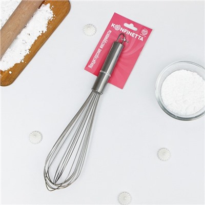 Венчик для взбивания KONFINETTA «Сильвер», струна 1.3 мм, 35×7×7 см, серебристый