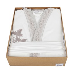 Халат Велюровый Женский (L) Miya Krem Bayan Bornoz Large - EcoCotton