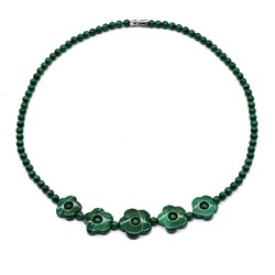 Колье Цветы из малахита натурального, 47см