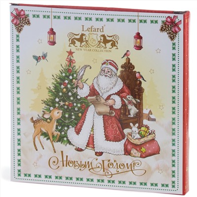 ТАРЕЛКА ЗАКУСОЧНАЯ LEFARD "ДЕД МОРОЗ" 20,5 СМ КРАСНАЯ (КОР=18ШТ.)