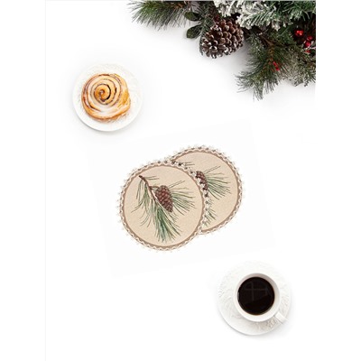 Питер Пэн Шишки Комплект салфеток 2шт круг д27см ЛЕН 2107175