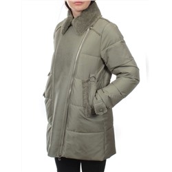 033 GRAY/GREEN Куртка зимняя облегченная женская (холлоффайбер 150 гр., искусственная дубленка)