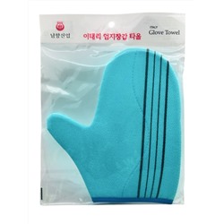 Bath Towel Мочалка-рукавица для душа с пилинг-эффектом, уплотненная, голубой