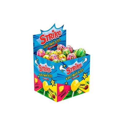 «Strike», карамель на палочке «Кислый kiss», 11,3 г (упаковка 50 шт)