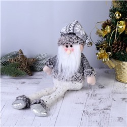 Игрушка мягкая «Дед Мороз - длинные ножки» 10×40 см, серебристый