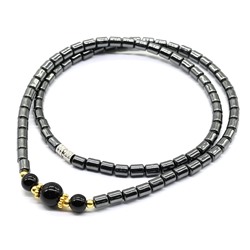 Бусы из гематита с агатом черным, 45см