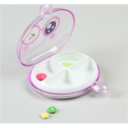 1527357 Таблетница "Мордочка", 4 секции, цвет МИКС