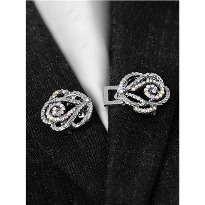 Зажим для кардигана «Петли», цвет радужный в серебре