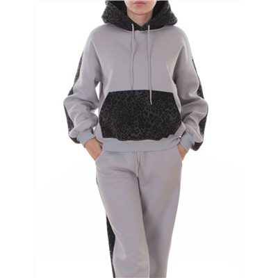 008 GRAY/LT. BLUE/LEOPARD Костюм спортивный зимний женский (95% хлопок, 5% полиэстер)