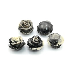 Разделитель-бусина П, Розочка  18мм, цвет серый, отверстие 1,2мм.