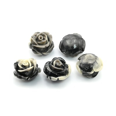 Разделитель-бусина П, Розочка  18мм, цвет серый, отверстие 1,2мм.