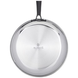 СКОВОРОДА C АНТИПРИГАРНЫМ ПОКРЫТИЕМ "IRON CHEF" AGNESS 24*4.5CM ТЕХНОЛОГИЯ 3-PLY, НЕРЖ.СТАЛЬ 18/10