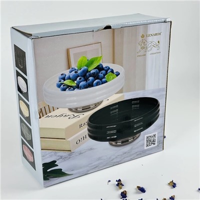 163-069 Фруктовница 26см на ножке MULTICOLOR в под.уп.(х8)Фарфор