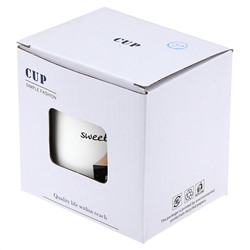 Кружка фарфоровая "Черно-белое кино" "Sweet home" 400мл, д9,8см h8,7см, матовая глазурь, с деколью, отводка, цвет - белый, д/горла 9,4см, д/основания 7см, в подарочной коробке (Китай)