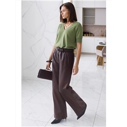 Широкие кожаные брюки-трубы с поясом