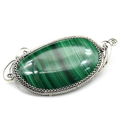 Брошь с малахитом 45*25мм.