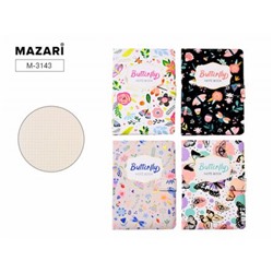 Блокнот 178х130 мм 112л клетка "БАБОЧКИ" обложка soft-touch M-3143 Mazari