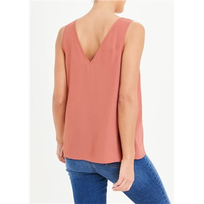 Pink Button Detail Vest Top