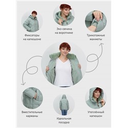 Куртка зимняя женская из овчина стильная и модная зеленого цвета 7309Z