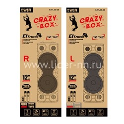 Колонка 12" (30-68 CRAZY BOX 4000) динамик 4шт/12" комплект 2 колонки ELTRONIC с TWS