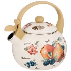 ЧАЙНИК AGNESS ЭМАЛИРОВАННЫЙ СО СВИСТКОМ, СЕРИЯ "ФРУКТЫ" 2,2Л, ИНДУКЦИОННОЕ ДНО