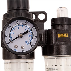 Блок подготовки воздуха регулятор-фильтр-лубрикатор FLR1500, 10 бар, 1500 л/мин, 1/4" Denzel
