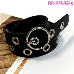 Ремень женский 2х110 см Р 11 черный Пряжка серебро