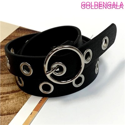 Ремень женский 2х110 см Р 11 черный Пряжка серебро