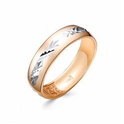 101-97 Кольцо с гравировкой из серебра штампованое с золочением