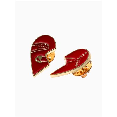 Значки-неразлучники «Сердце» булавка, цвет красный в золоте