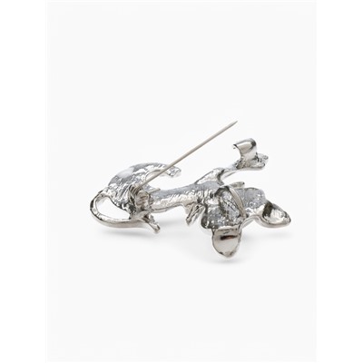 Брошь «Кошечка», белая в серебре