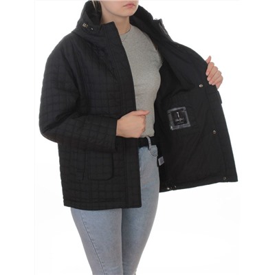 9617 BLACK Куртка стеганная демисезонная женская (100 гр. холлофайбер)