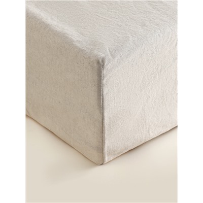 Простыня на резинке SL Home Linen collection 140*200+30 см , цв.серый, лён30%/хлопок70%