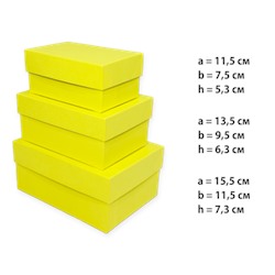 Набор коробок - прямоугольник 3 шт, Желтый 6, 15,5*11,5*7,3-11,5*7,5*5,3 см.