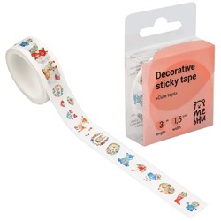 Клейкая лента декоративная MESHU "Cute toys", 1,5см*3м