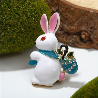 Брошь «Заяц» путешественник, цветная в золоте