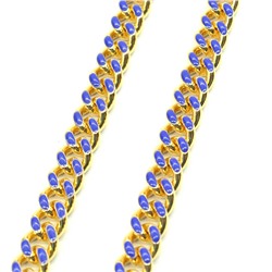 Цепочка для украшений, звено 8*10мм с эмалью, цв.золотистый, синий, 50см