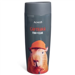 ТЕРМОКРУЖКА AGNESS "CAPYBARA" 360МЛ, КОЛБА НЕРЖ.СТАЛЬ 18/10